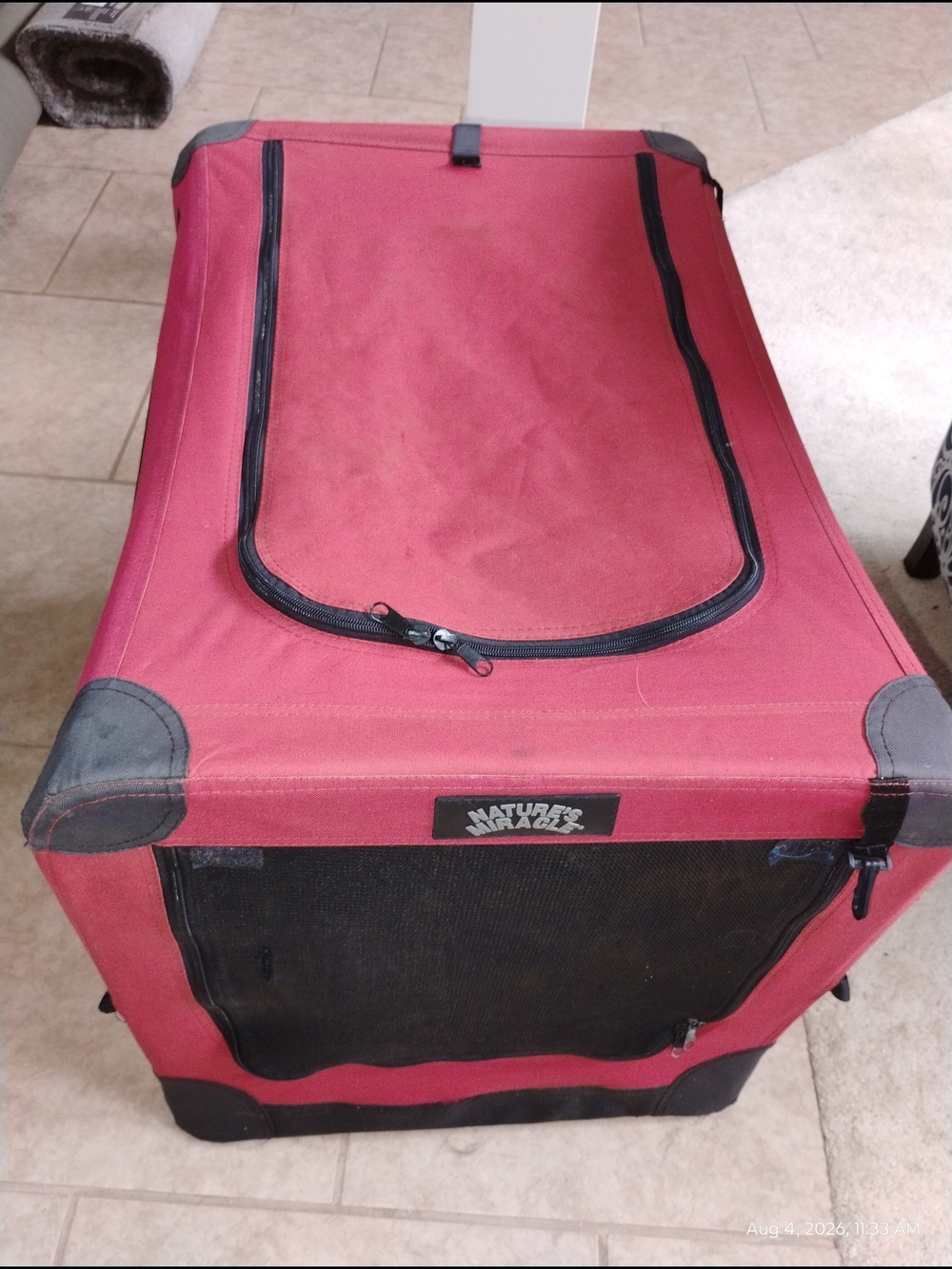 Red Soft-Sided Travel Dog Crate - Portable Carrier